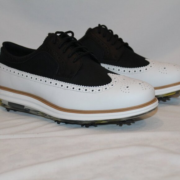 NIB COLE HAAN MEN'S ZEROGRAND OG TOUR‎ GOLD SHOES WHITE BLACK - Picture 5 of 8